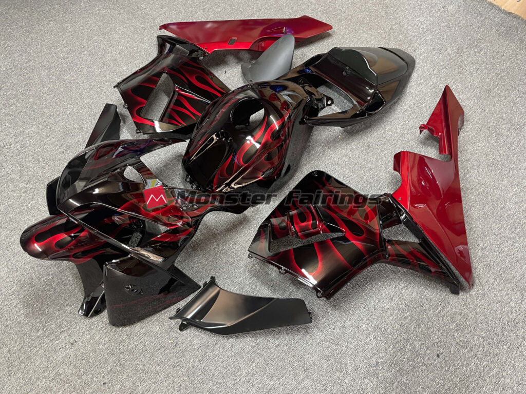 Honda CBR600RR custom ABS fairings 2005 - 2006 in Red Flame - durable replacement kit, Monster Fairings