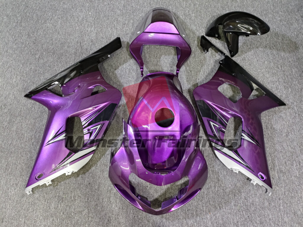 Suzuki GSXR 600 - 750 2001 - 2003 Purple and Silver ABS fairings - custom motorcycle bodywork kit by Monster Fairings