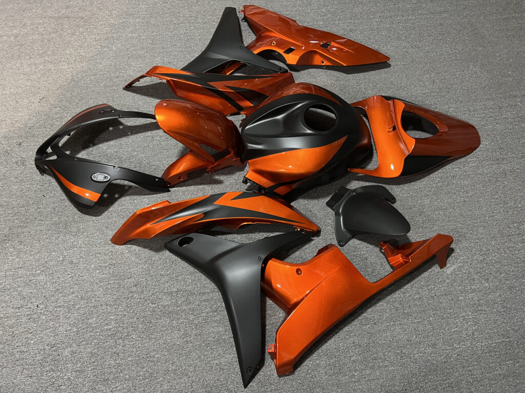 2007 - 2008 Honda CBR600RR Gloss Burnt Orange & Matte Black fairing set - ABS injection, custom painted by Monster Fairings