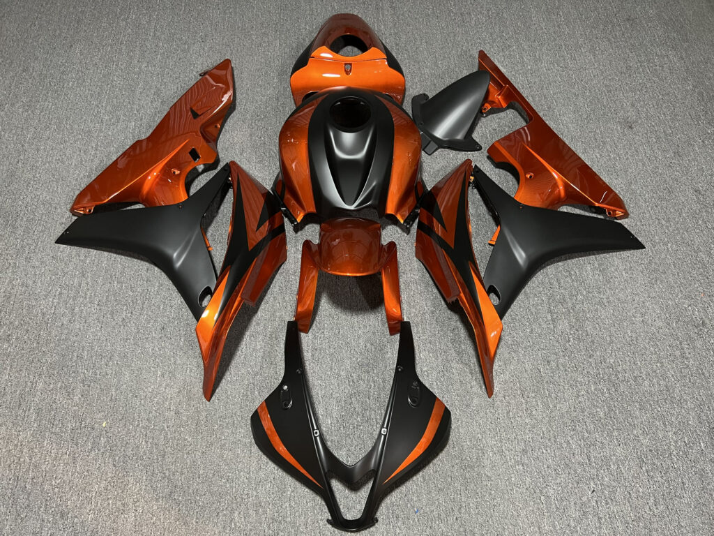 Honda CBR600RR 2007 - 2008 Gloss Burnt Orange & Matte Black ABS fairings - custom motorcycle bodywork kit by Monster Fairings
