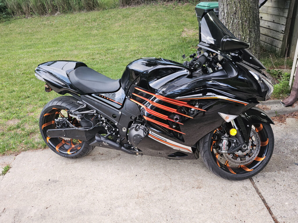 Monster Fairings ABS fairing kit for Kawasaki ZX14R 2012 - 2024 - Gloss Black with Orange, precise OEM fit