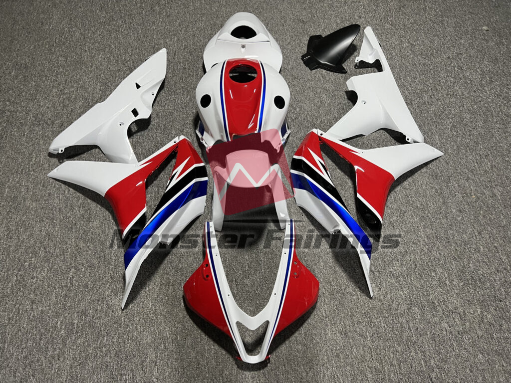 Honda CBR600RR 2007 - 2008 Gloss Red & White with Blue ABS fairings - custom motorcycle bodywork kit by Monster Fairings