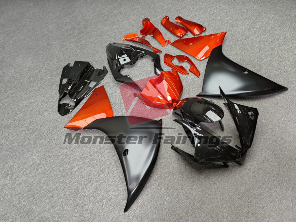 Gloss Black & Burnt Orange with Matte Black ABS fairings for Yamaha R1 2012 - 2014 - premium OEM fit kit by Monster Fairings
