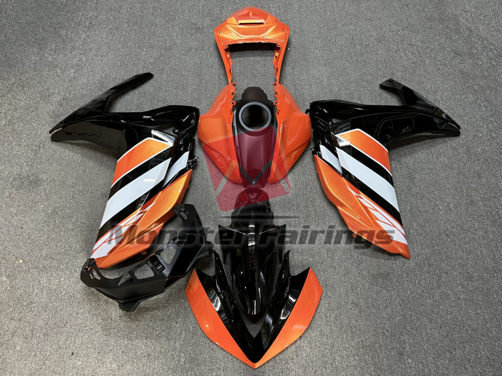 Yamaha R3 2014 - 2018 Gloss Orange Black ABS fairings - custom motorcycle bodywork kit by Monster Fairings