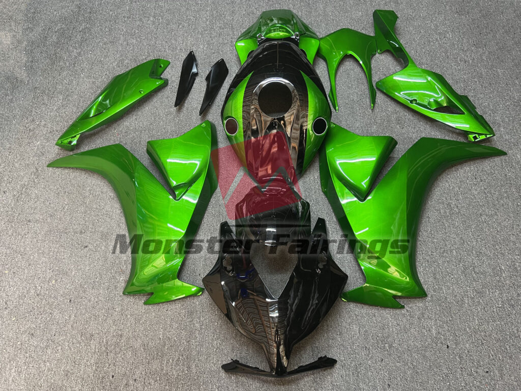 Honda CBR1000RR 2012 - 2016 Gloss Black and Green ABS fairings - custom motorcycle bodywork kit by Monster Fairings