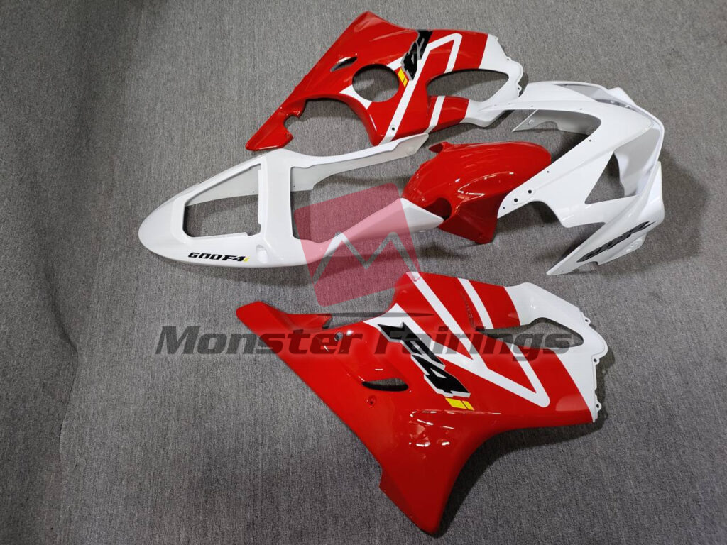 2001 - 2003 Honda CBR600 F4i Gloss White and Red fairing set - ABS injection, custom painted by Monster Fairings