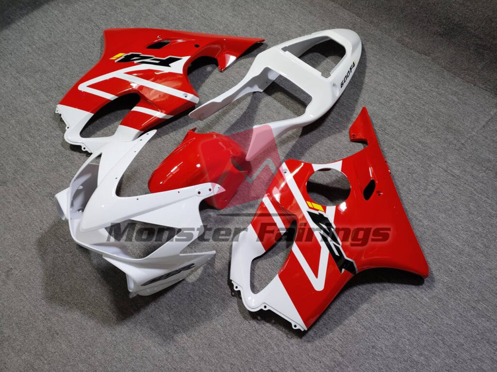 Honda CBR600 F4i custom ABS fairings 2001 - 2003 Gloss White and Red - durable replacement kit, Monster Fairings