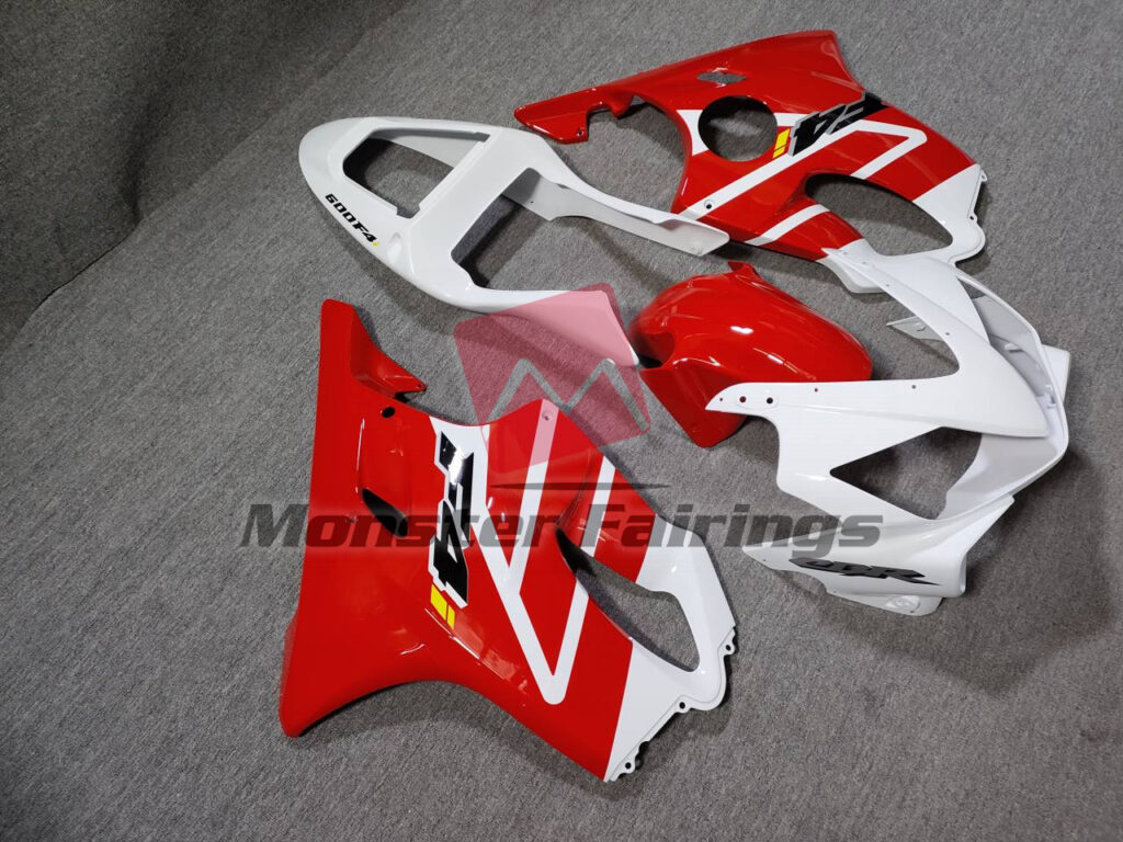 Gloss White and Red ABS fairings for Honda CBR600 F4i 2001 - 2003 - premium OEM fit kit by Monster Fairings