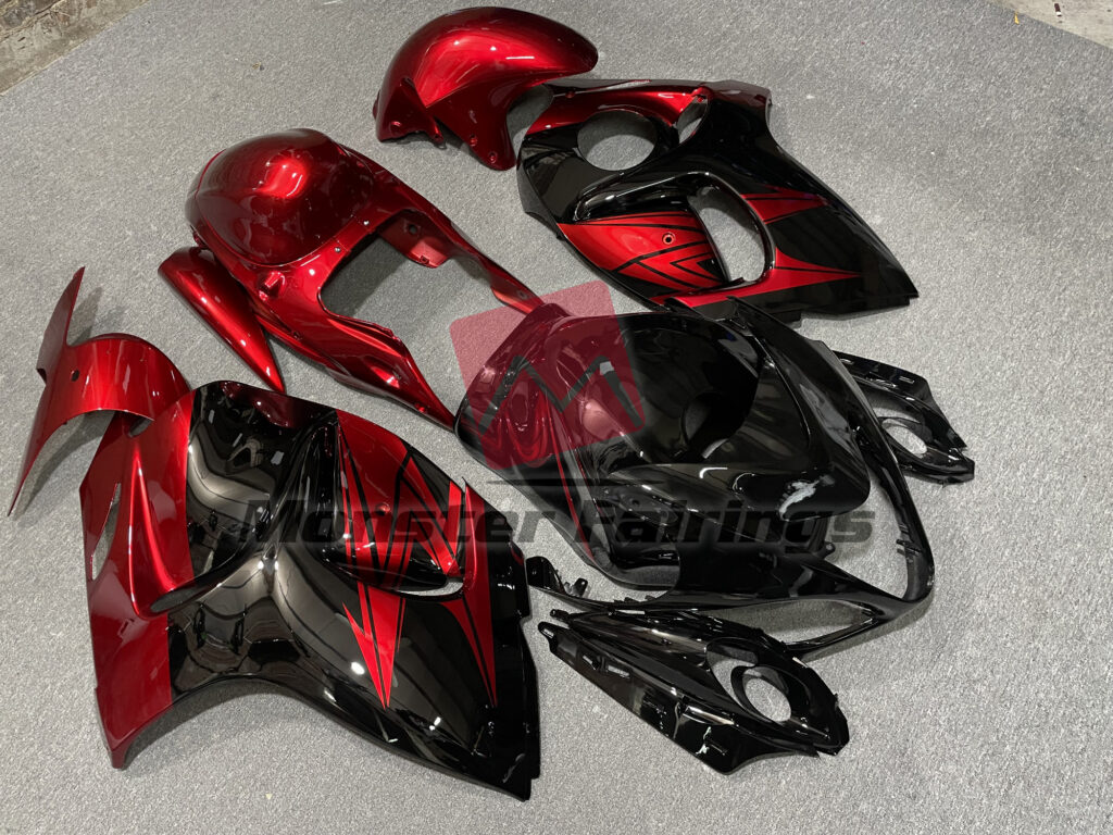 Gloss Black Deep Red ABS fairings for Suzuki GSXR 1300 2008 - 2020 - premium OEM fit kit by Monster Fairings