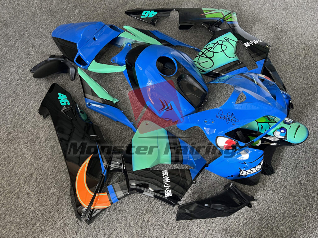 Gloss Blue & Black Mint Green Shark ABS fairings for Honda CBR600RR 2005 - 2006 - premium OEM fit kit by Monster Fairings