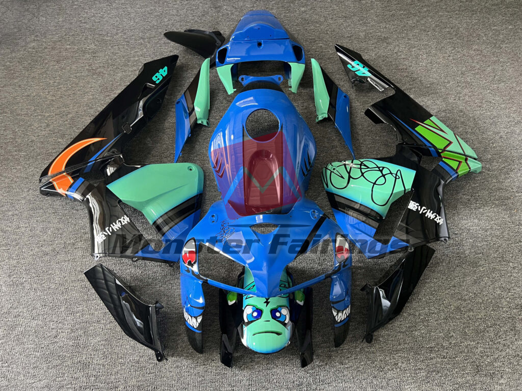 Honda CBR600RR 2005 - 2006 Gloss Blue & Black Mint Green Shark ABS fairings - custom motorcycle bodywork kit by Monster Fairings