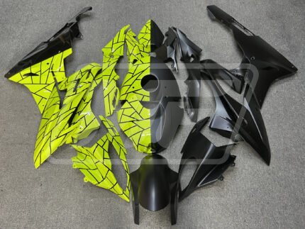 BMW S1000RR 2015-2016 Gloss High Vis Yellow & Matte Black Pattern ABS Fairings | Monster Fairings