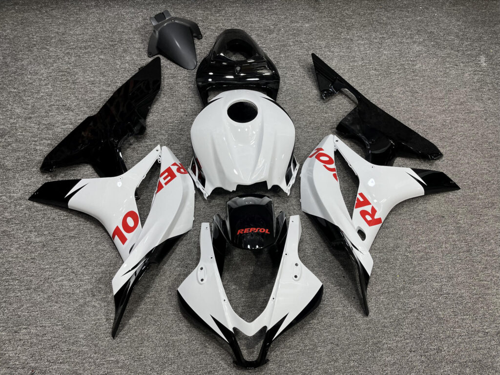 Honda CBR600RR 2007 - 2008 Gloss White with Red Repsol ABS fairings - custom motorcycle bodywork kit by Monster Fairings