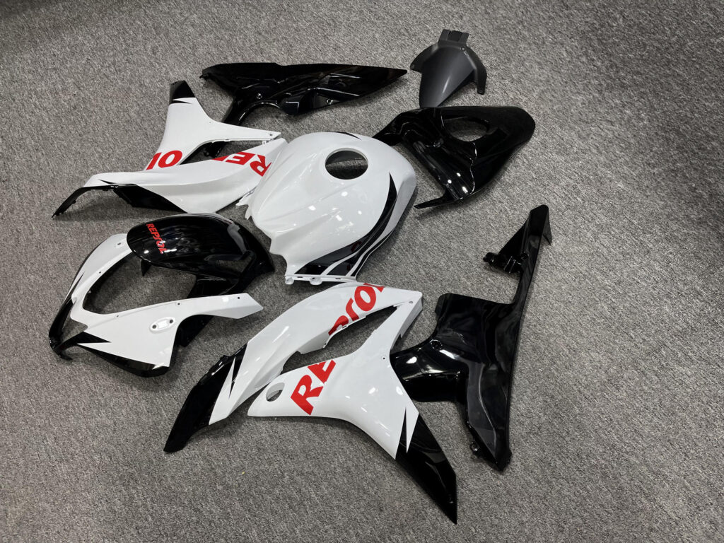 Honda CBR600RR custom ABS fairings 2007 - 2008 in Gloss White with Red Repsol - durable replacement kit, Monster Fairings