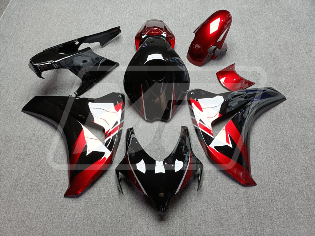 Honda CBR1000RR 2008 - 2011 Gloss Black with Metallic Red ABS fairings - custom motorcycle bodywork kit by Monster Fairings