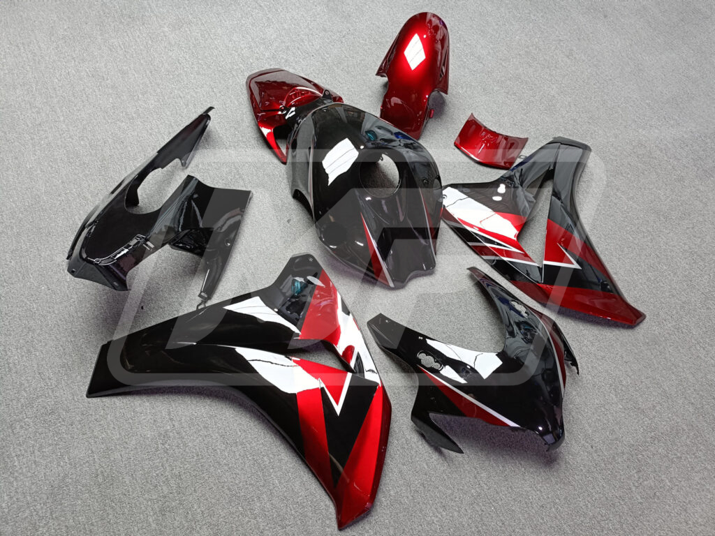 Honda CBR1000RR custom ABS fairings 2008 - 2011 in Gloss Black and Metallic Red - durable replacement kit, Monster Fairings