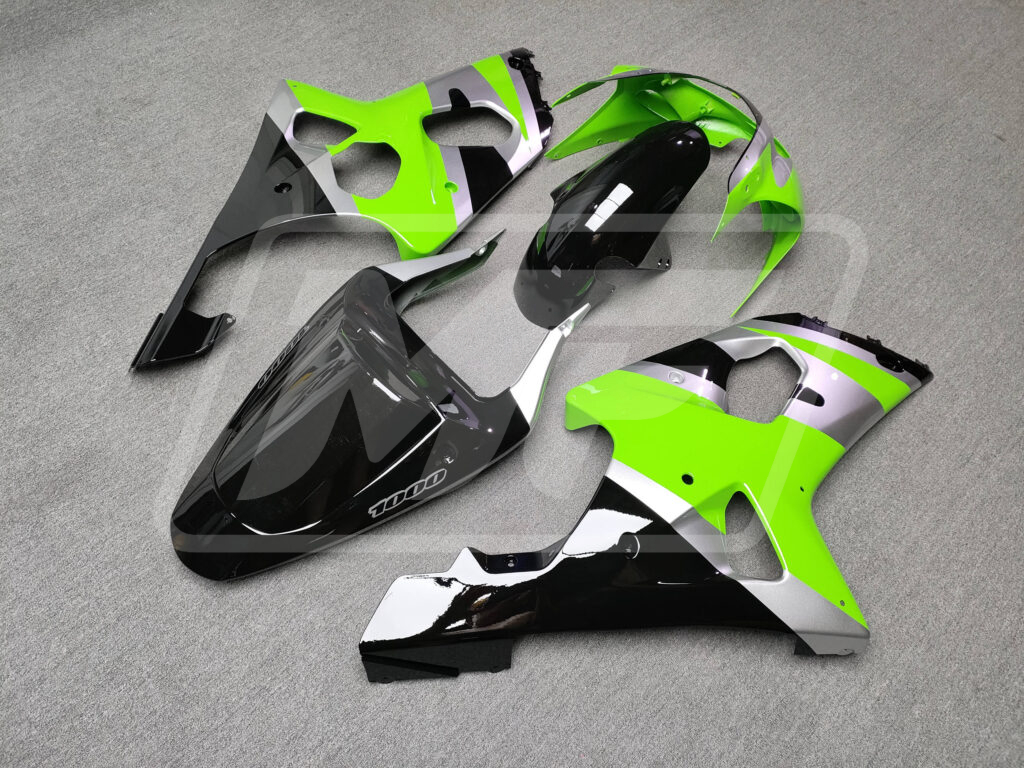 Gloss Green & Black with Silver ABS fairings for Suzuki GSXR 1000 2000 - 2002 - premium OEM fit kit by Monster Fairings