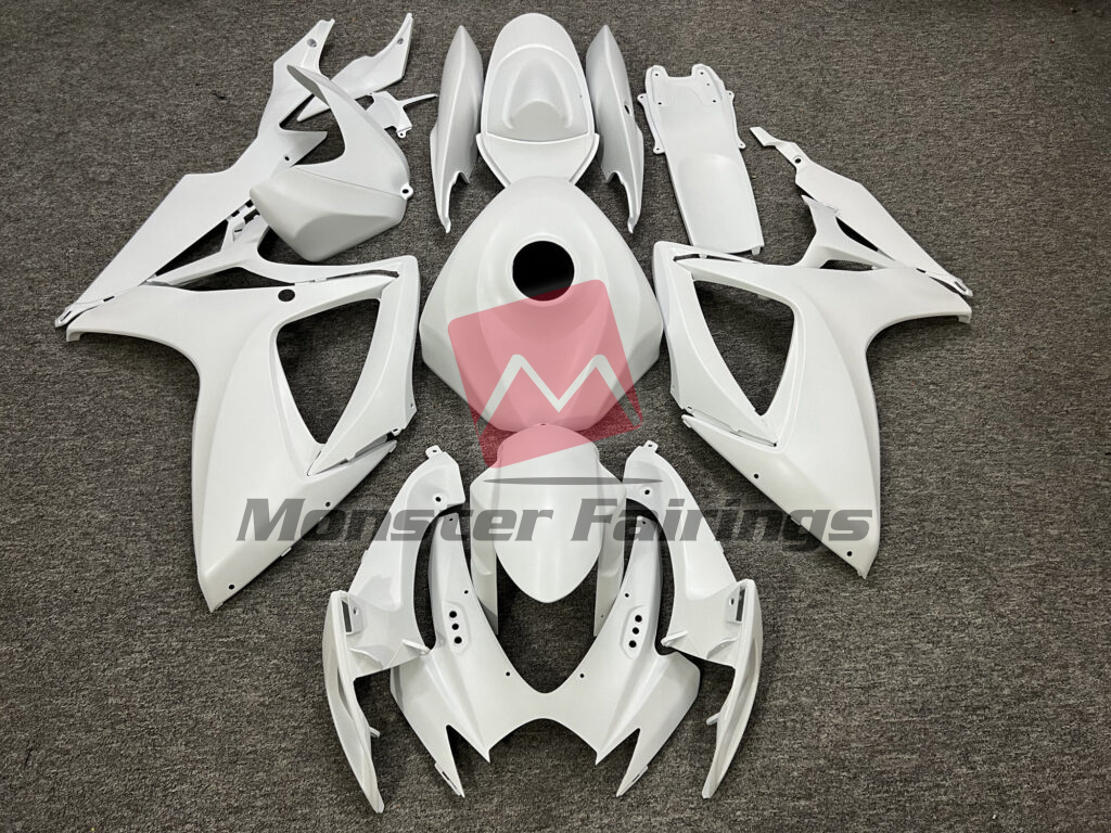 Suzuki GSXR 600 - 750 2006 - 2007 Matte White ABS fairings - custom motorcycle bodywork kit by Monster Fairings