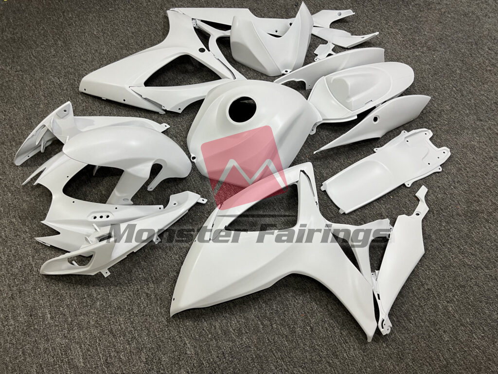 Suzuki GSXR 600 - 750 custom ABS fairings 2006 - 2007 Matte White - durable replacement kit, Monster Fairings