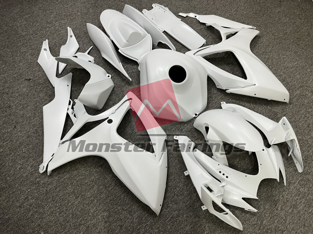 Matte White ABS fairings for Suzuki GSXR 600 - 750 2006 - 2007 - premium OEM fit kit by Monster Fairings