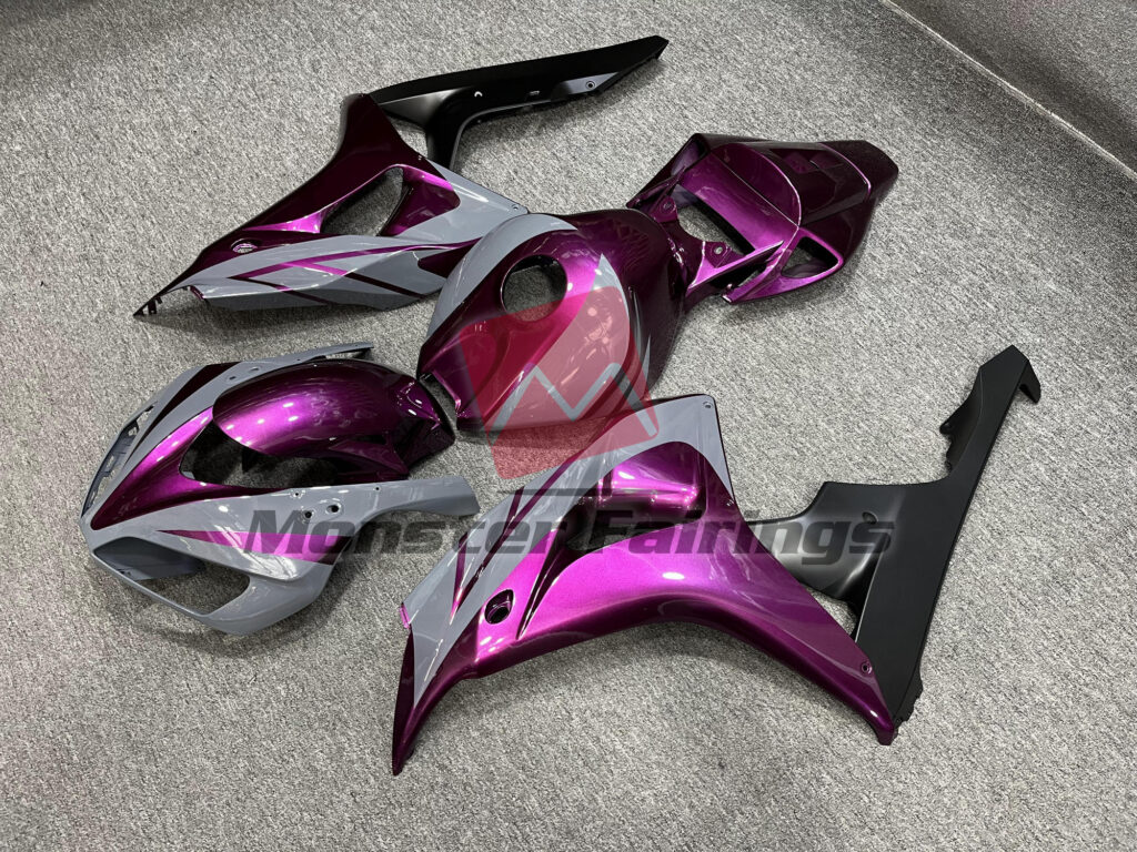 Honda CBR1000RR custom ABS fairings 2006 - 2007 in Gloss Purple &, Nardo Gray and Matte Black - durable replacement kit, Monster Fairings