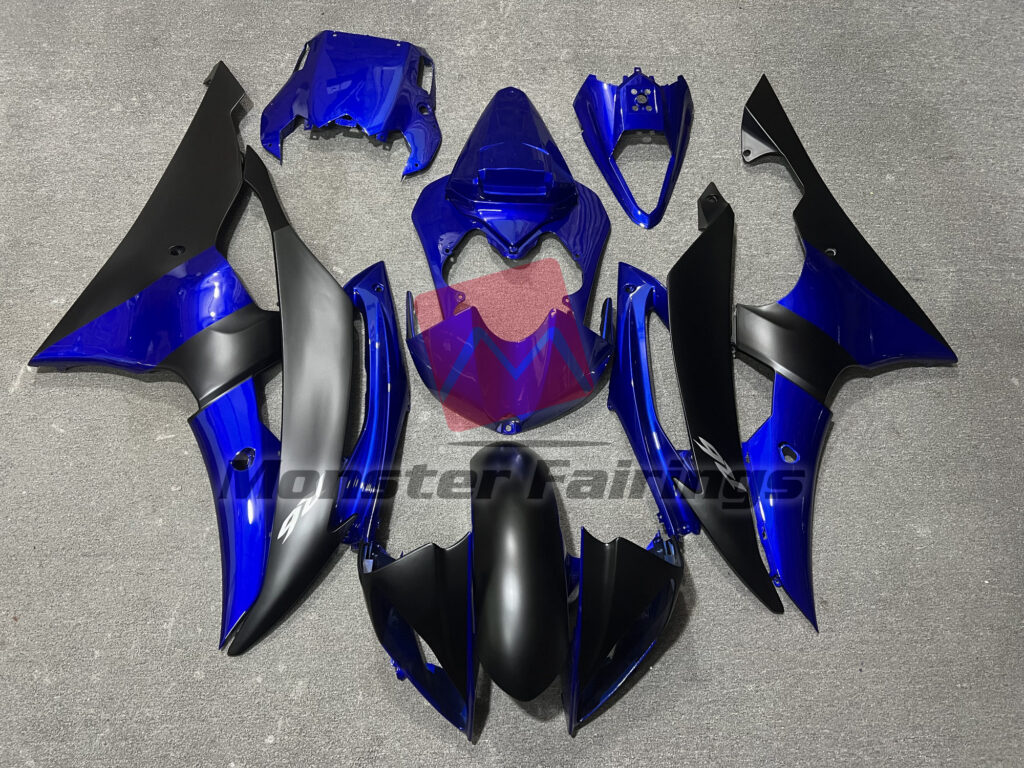 Yamaha R6 2008 - 2016 Dark Blue Matte Black ABS fairings - custom motorcycle bodywork kit by Monster Fairings
