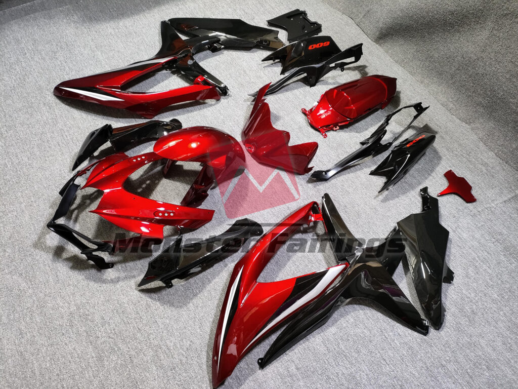 Gloss Red With Black ABS fairings for Suzuki GSXR 600 - 750 2008 - 2010 - premium OEM fit kit by Monster Fairings