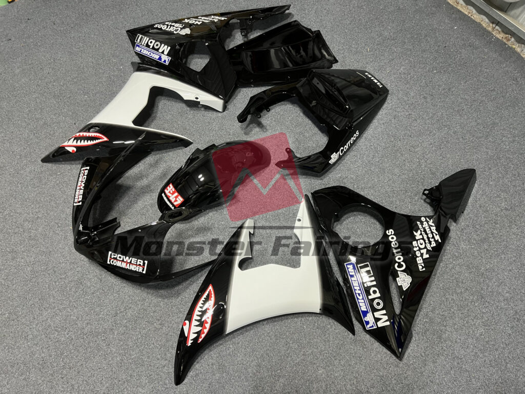 Gloss Black with Logos ABS fairings for Yamaha R6 2003 - 2004 - premium OEM fit kit by Monster Fairings