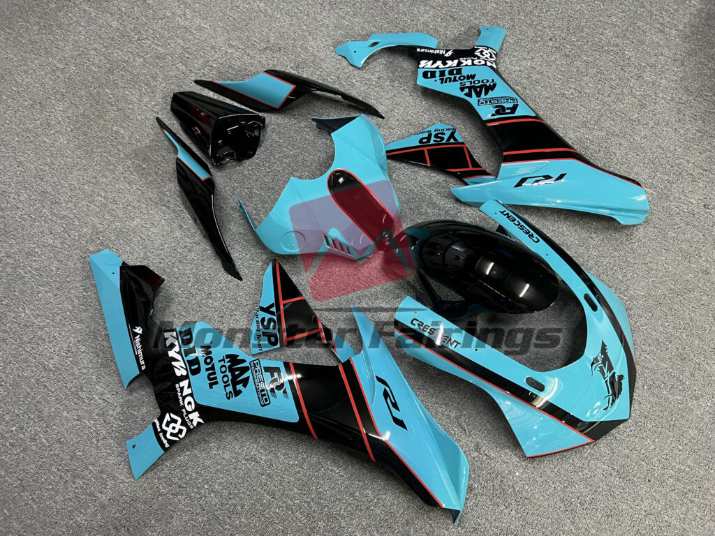 Yamaha R1 custom ABS fairings 2015 - 2019 in Light Blue - durable replacement kit, Monster Fairings