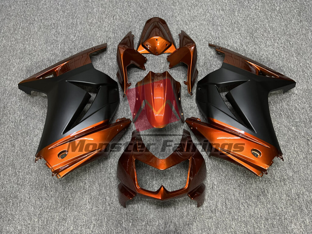 Kawasaki Ninja 250 2008 - 2013 Gloss Orange & and Matte Black ABS fairings - custom motorcycle bodywork kit by Monster Fairings