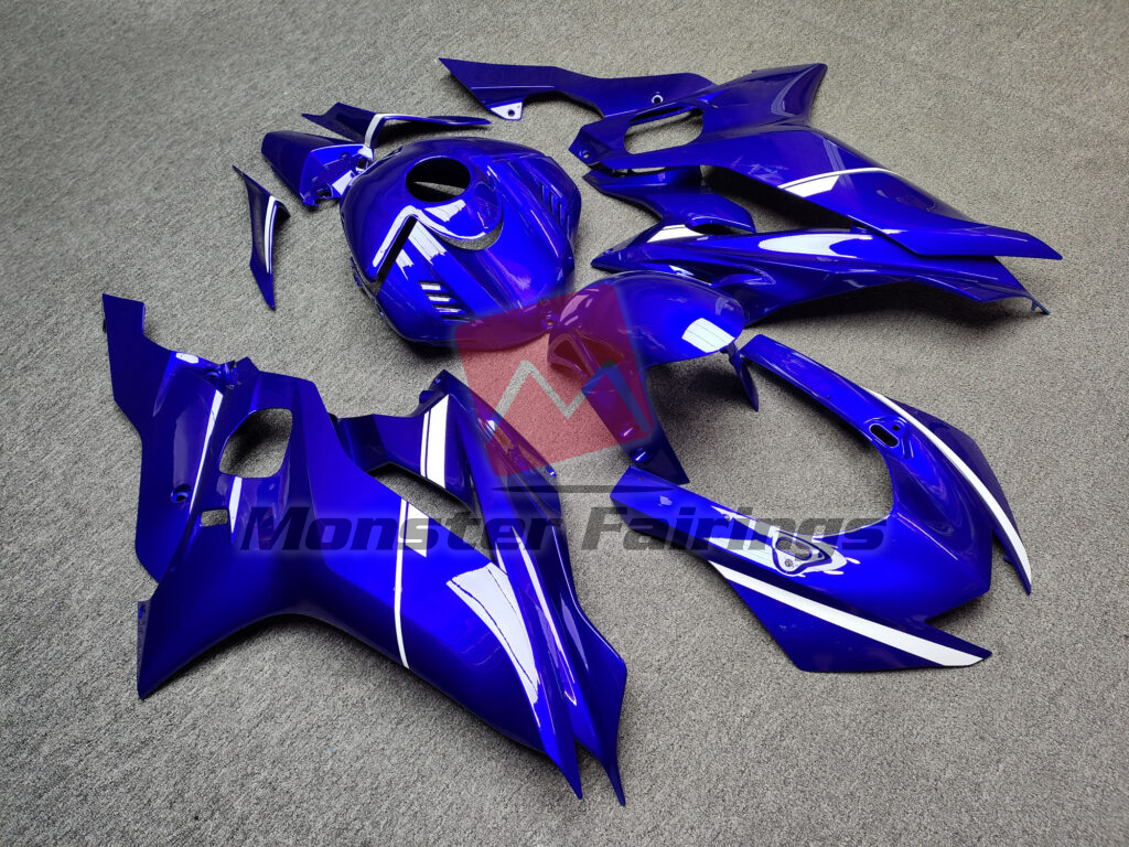 Gloss Deep Blue & White ABS fairings for Yamaha R6 2017 - 2022 - premium OEM fit kit by Monster Fairings