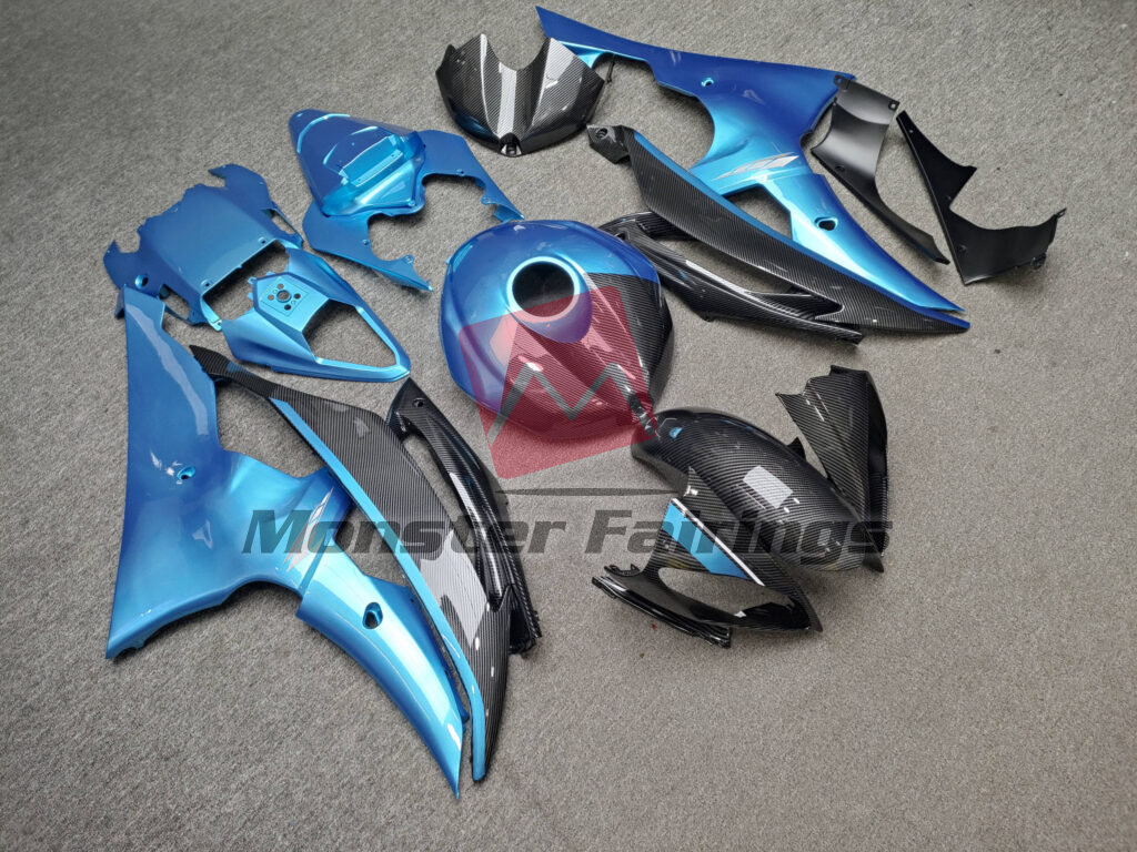 Gloss Light Blue Carbon Fiber Style ABS fairings for Yamaha R6 2008 - 2016 - premium OEM fit kit by Monster Fairings