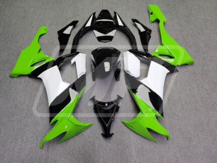 Kawasaki ZX10R 2008-2010 Gloss Black with Green ABS Fairings | Monster Fairings