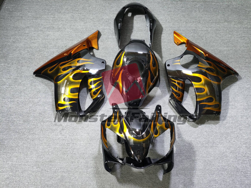 Honda CBR600 F4i 2004 - 2007 Orange Flame ABS fairings - custom motorcycle bodywork kit by Monster Fairings
