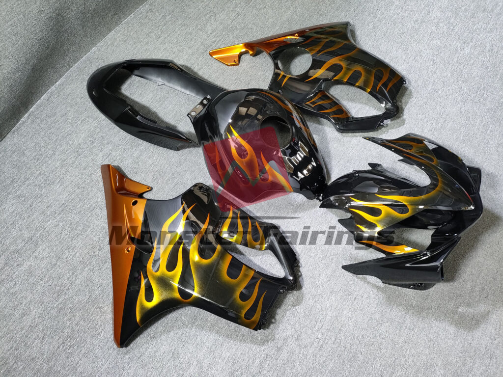 Honda CBR600 F4i custom ABS fairings 2004 - 2007 in Orange Flame - durable replacement kit, Monster Fairings