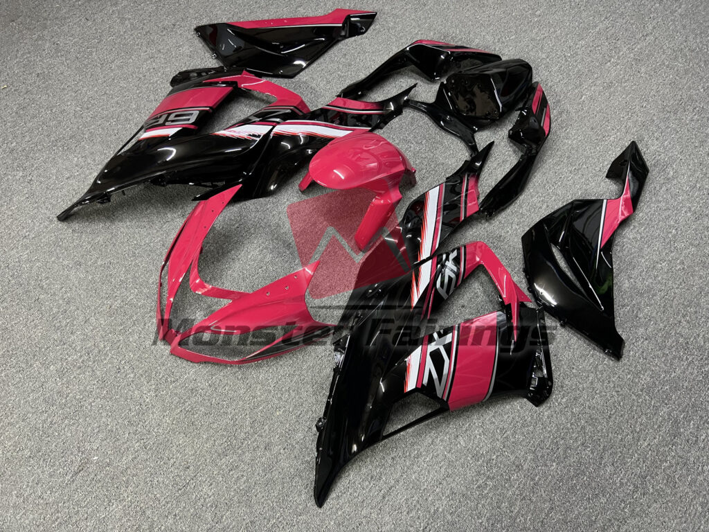 Kawasaki ZX6R custom ABS fairings 2013 - 2018 in Gloss Red and Black - durable replacement kit, Monster Fairings