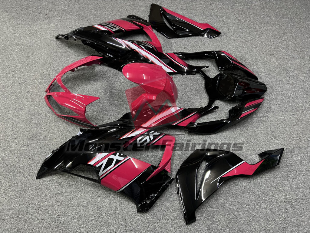 2013 - 2018 Kawasaki ZX6R Gloss Red and Black fairing set - ABS injection, custom painted by Monster Fairings