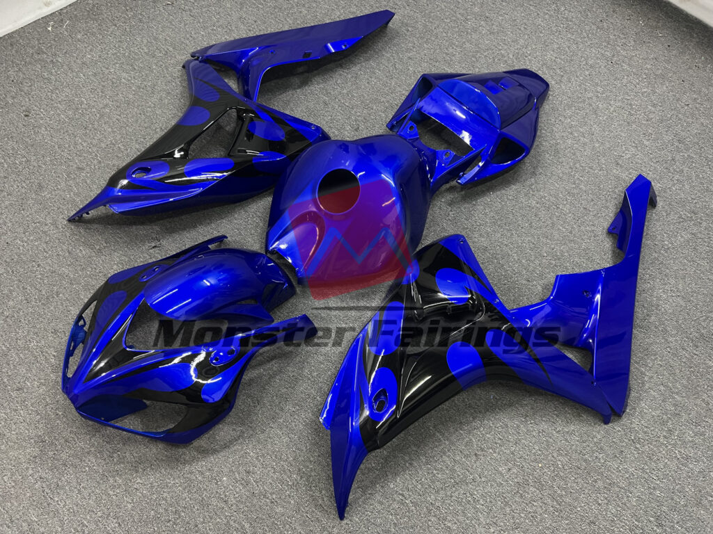Honda CBR1000RR custom ABS fairings 2006 - 2007 in Gloss Blue and Black - durable replacement kit, Monster Fairings
