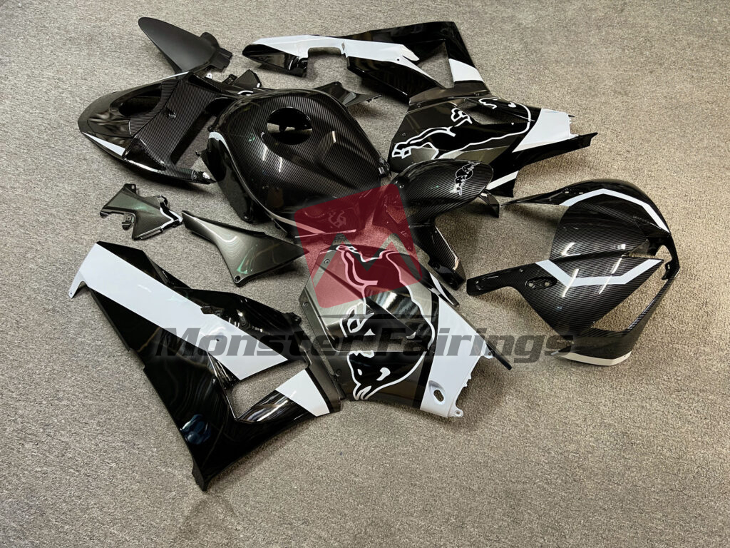 Gloss White & Black Carbon Fiber Bull ABS fairings for Honda CBR600RR 2013 - 2025 - premium OEM fit kit by Monster Fairings