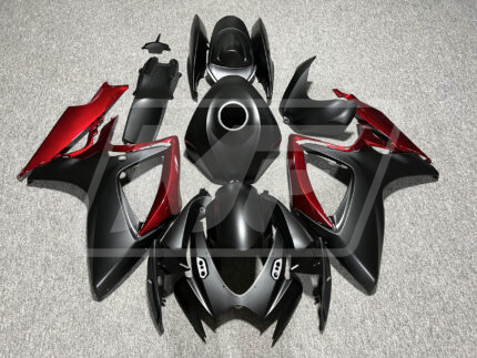 Suzuki GSXR 600-750 2006-2007 Matte Black with Red ABS Fairings | Monster Fairings