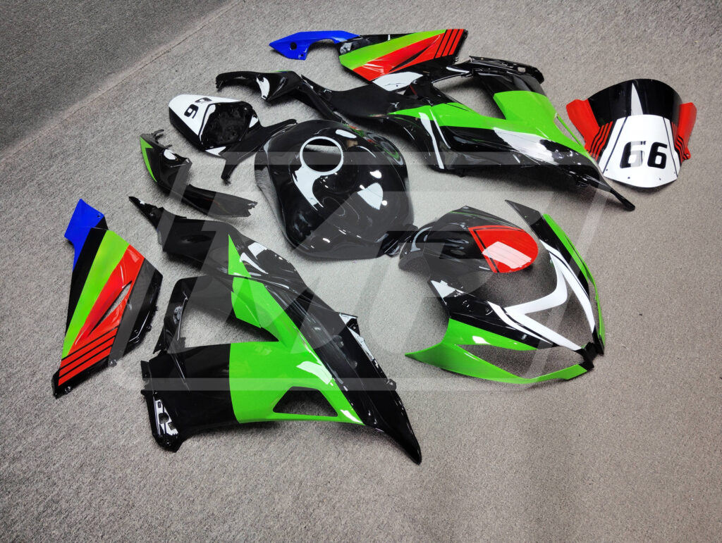 Kawasaki ZX6R custom ABS fairings 2013 - 2018 in Racing Style Green - durable replacement kit, Monster Fairings