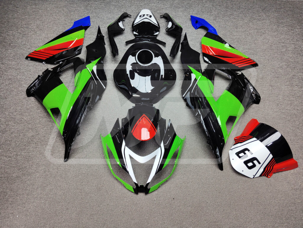 Kawasaki ZX6R 2013 - 2018 Racing Style Green ABS fairings - custom motorcycle bodywork kit by Monster Fairings