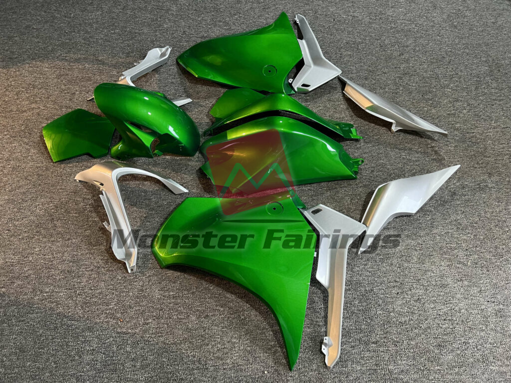 2010 - 2013 Honda VFR1200 Gloss Deep Green & Silver fairing set - ABS injection, custom painted by Monster Fairings