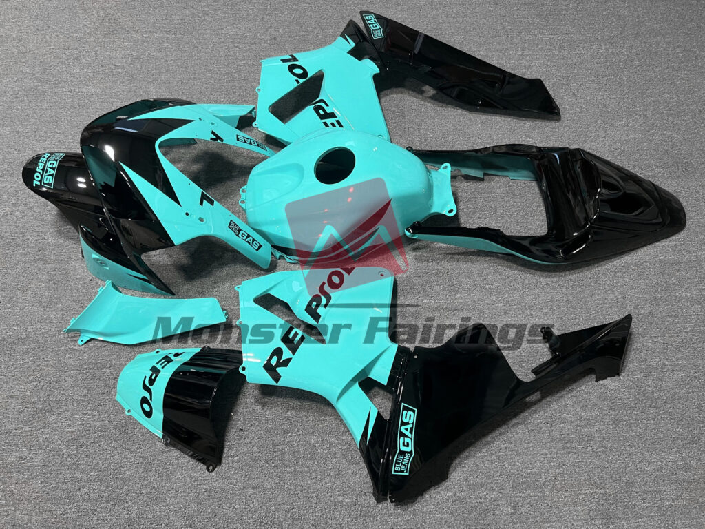 Honda CBR600RR custom ABS fairings 2003 - 2004 Gloss Aqua Repsol - durable replacement kit, Monster Fairings