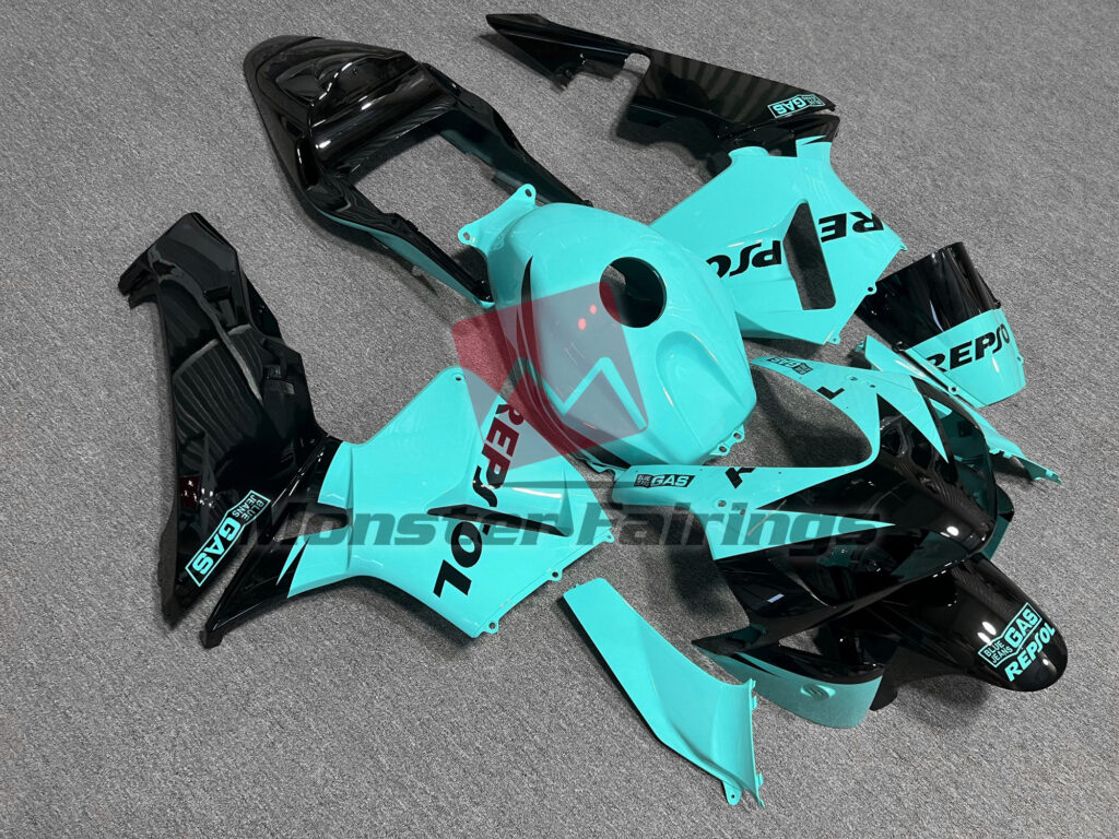 2003 - 2004 Honda CBR600RR Gloss Aqua Repsol fairing set - ABS injection, custom painted by Monster Fairings