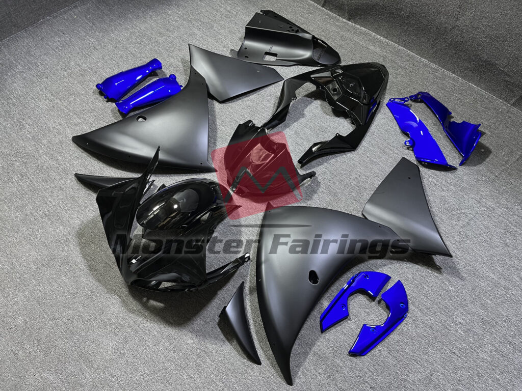 Yamaha R1 custom ABS fairings 2009 - 2011 in Matte Black Blue - durable replacement kit, Monster Fairings