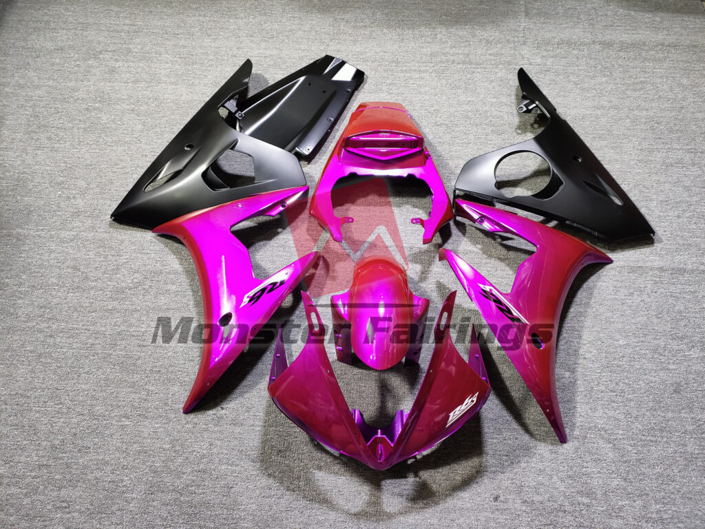 Yamaha R6 2005 Gloss Dark Pink ABS fairings - custom motorcycle bodywork kit by Monster Fairings