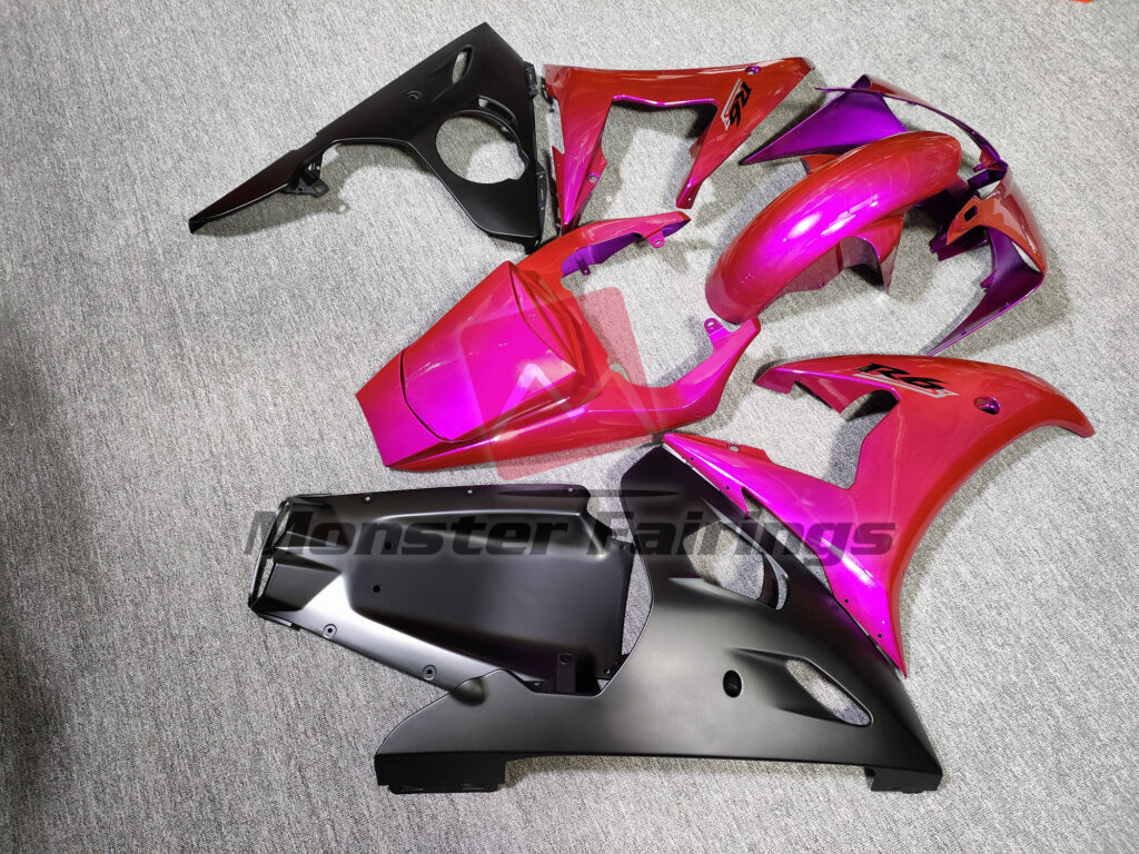 2005 Yamaha R6 Gloss Dark Pink fairing set - ABS injection, custom painted by Monster Fairings