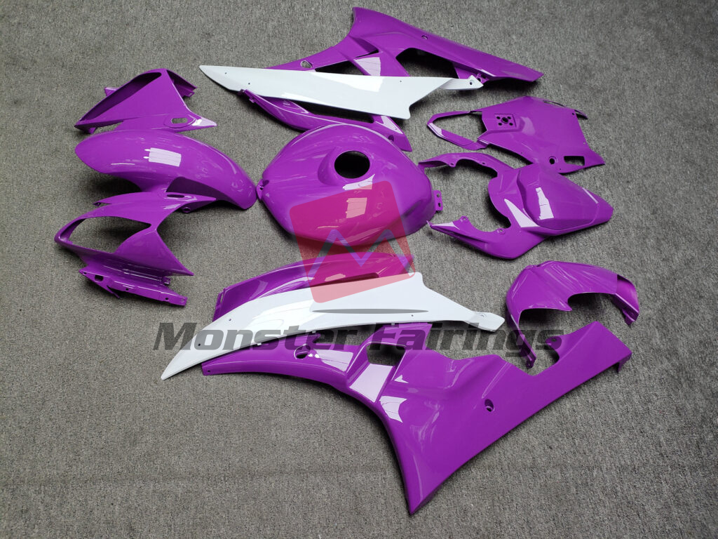 2006 - 2007 Yamaha R6 Gloss Pearl Purple & White fairing set - ABS injection, custom painted by Monster Fairings