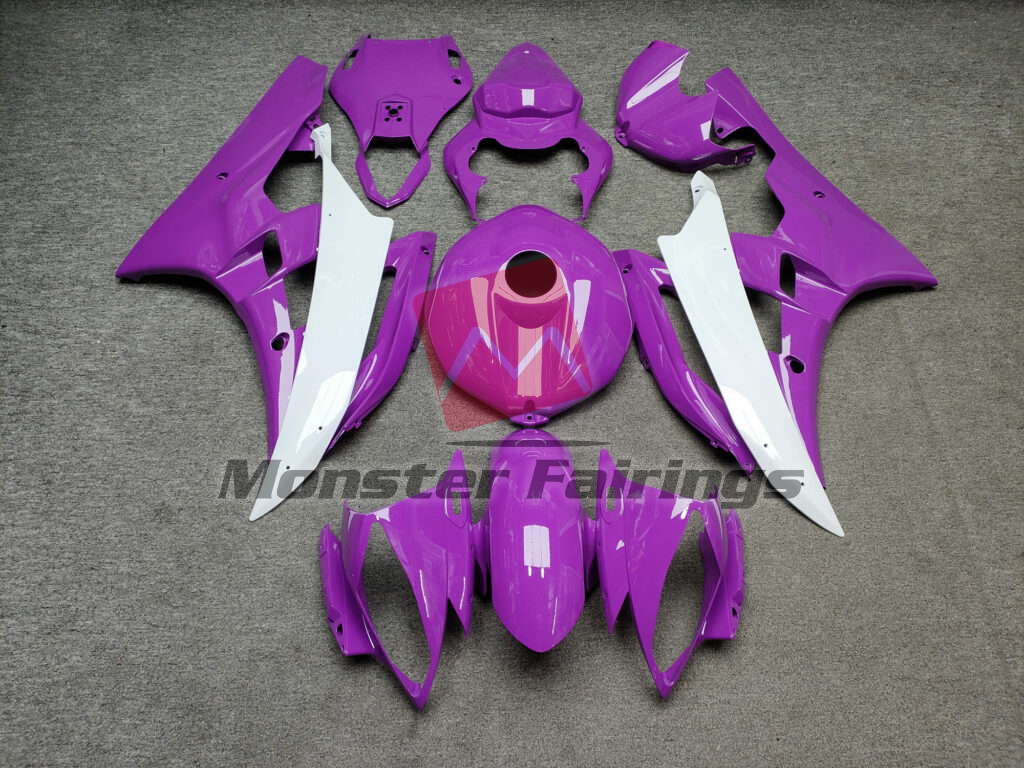 Yamaha R6 2006 - 2007 Gloss Pearl Purple & White ABS fairings - custom motorcycle bodywork kit by Monster Fairings